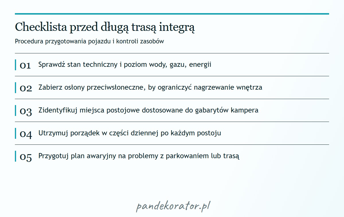 Lista kontrolna kroków przygotowawczych: technika, media, osłony, porządek i plan awaryjny
