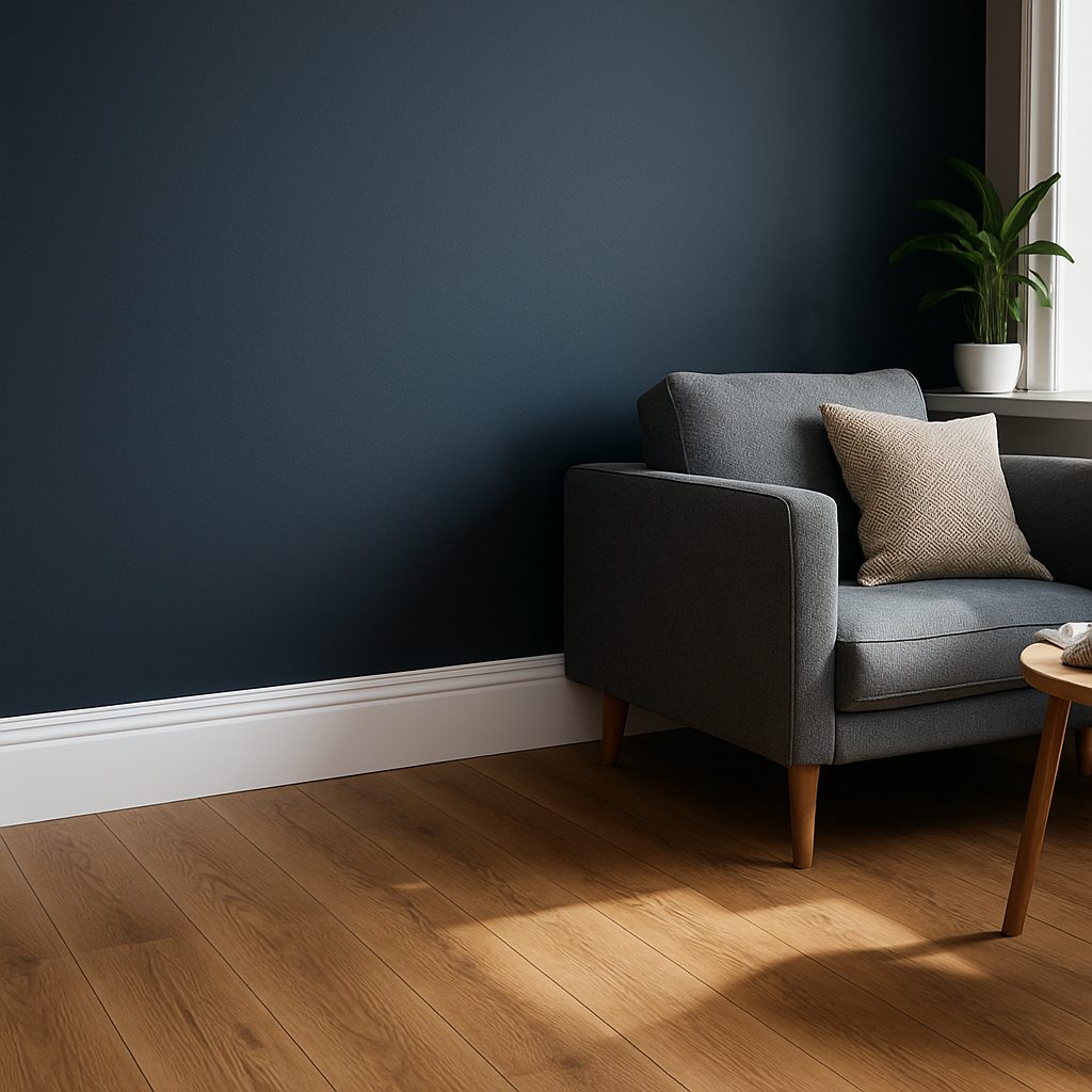 Jak Białe listwy przypodłogowe w aranżacji nowoczesnego salonu?