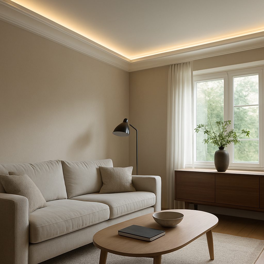 Jak Led przy podłodze nowoczesne wykończenie z listwą przysufitową LED Orac Decor C324?