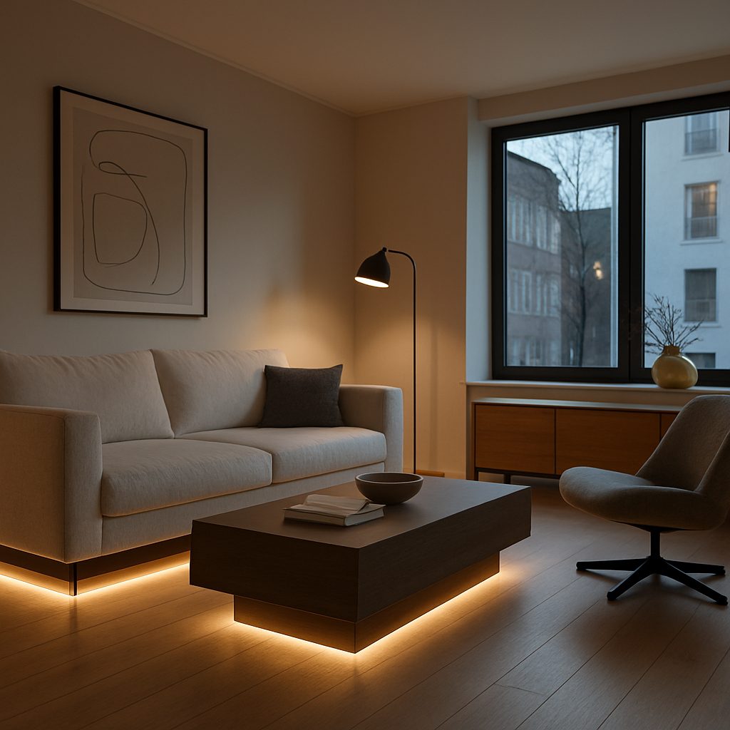 Jak Led w podłodze subtelne podświetlenie z listwą oświetleniową gładką LOC?