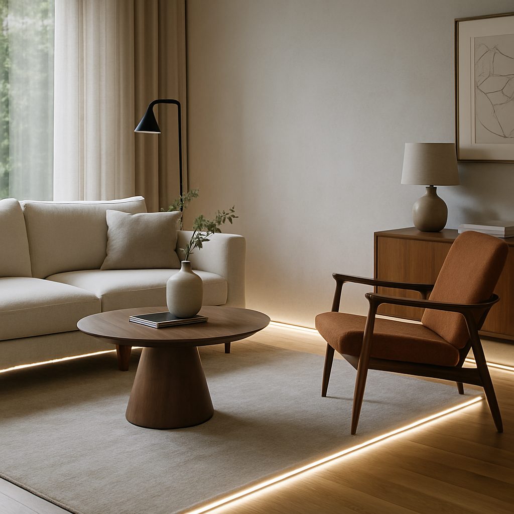 Jak Ledy na podloge aranżacja modern classic z listwą oświetleniową MD210 biała z PolyFor…